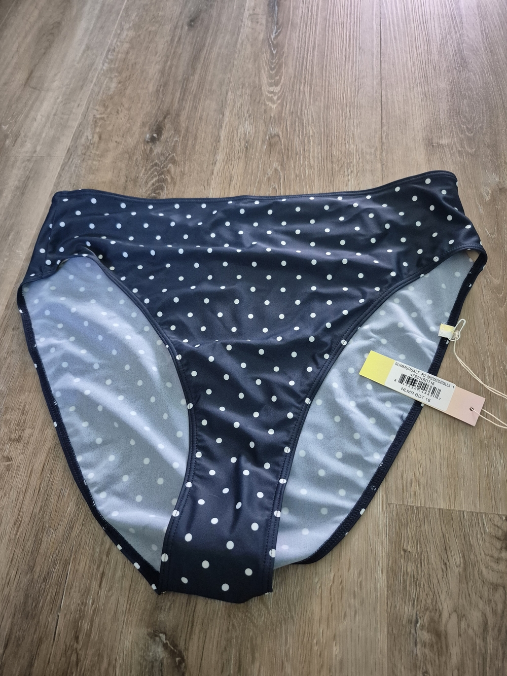 summersalt Navy and White Polka Dot High-Waist Bikini Bottom